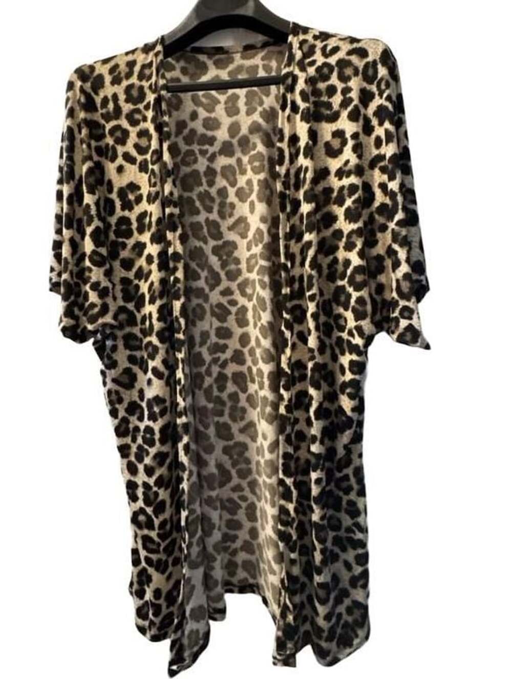 Women's Leopard Print Chiffon Open Front Kimono Cardigan Cover-Up